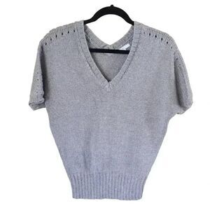 Gap Women's Gray Silver Acrylic Nylon V-Neck Sleeveless Knit Sweater